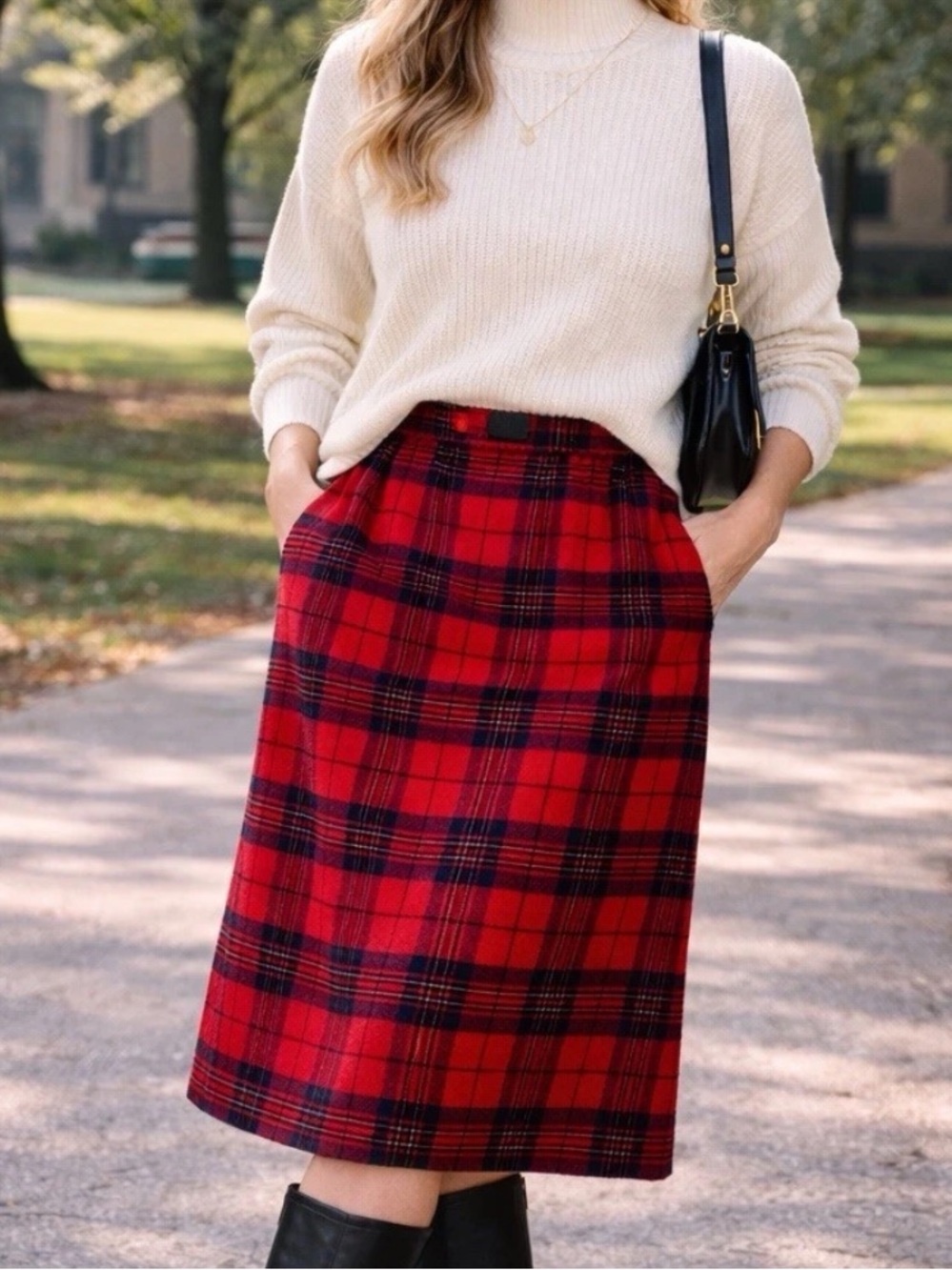 Pendleton Vintage 80s Authentic Red Leslie Tartan Plaid Skirt Size 8